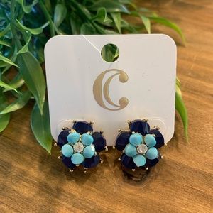 🍁3/$20🍁 NWOT Blue and Gold Flower Stud Earrings